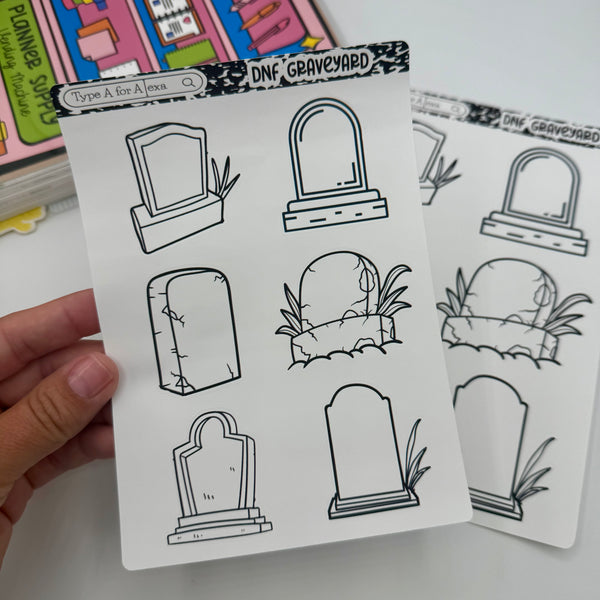 DNF Graveyard Reading Journal Stickers