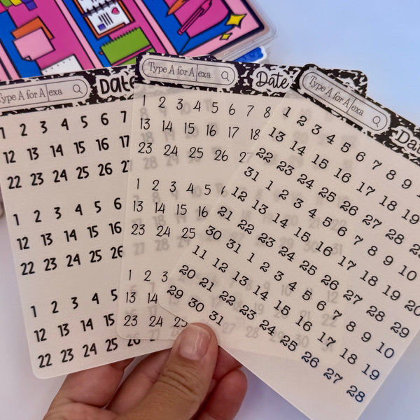 Date Number Stickers