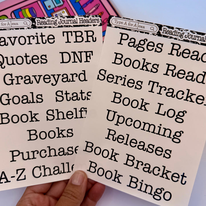 Literacy Header Reading Journal Header Stickers – TypeAforAlexa