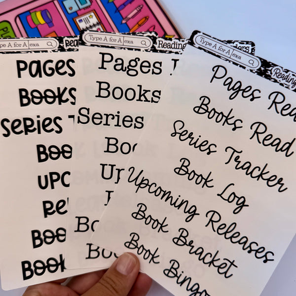 Reading Journal Header Stickers