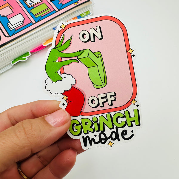 Grinch Mode On Vinyl Stickers
