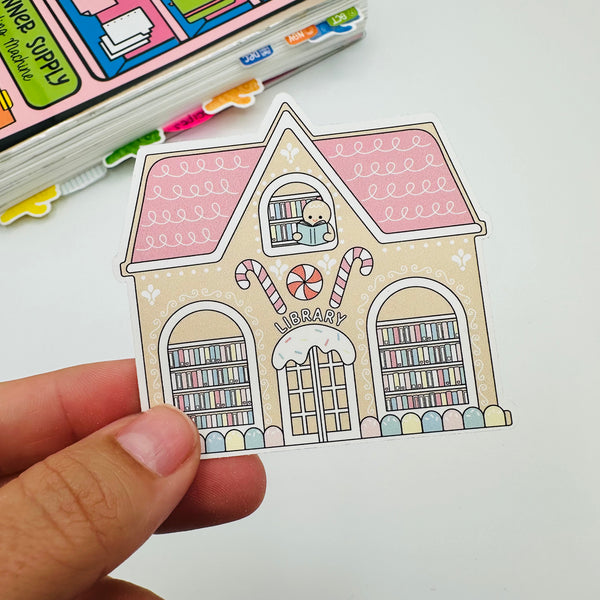 Gingerbread Library Vinyl Stickers