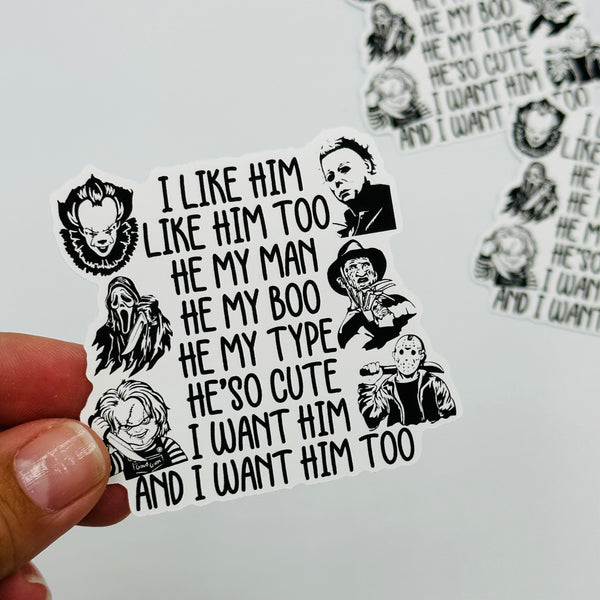 I Like Horror Guys Vinyl Stickers