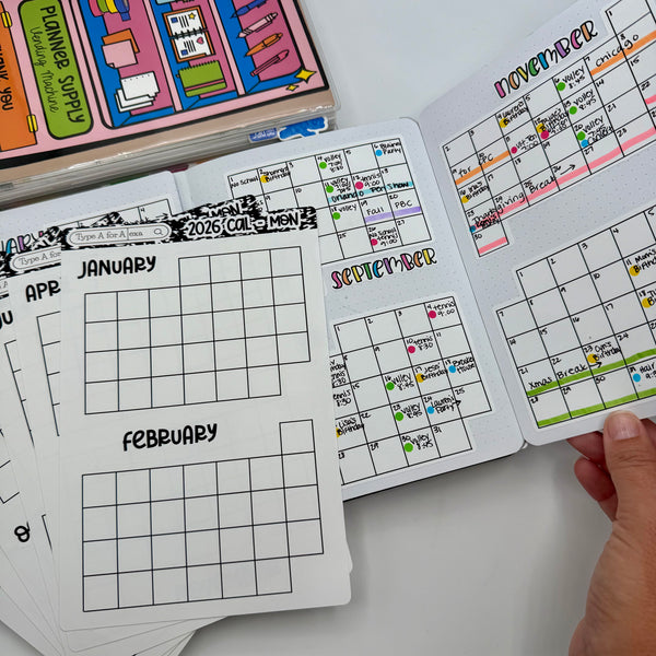 Half Page Blank Monthly Calendar Stickers