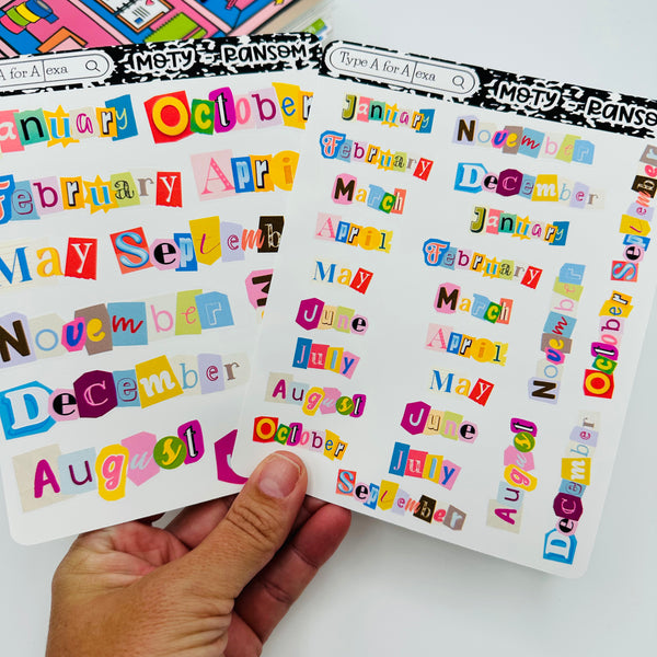 Ransom Font Month of the Year Text Stickers