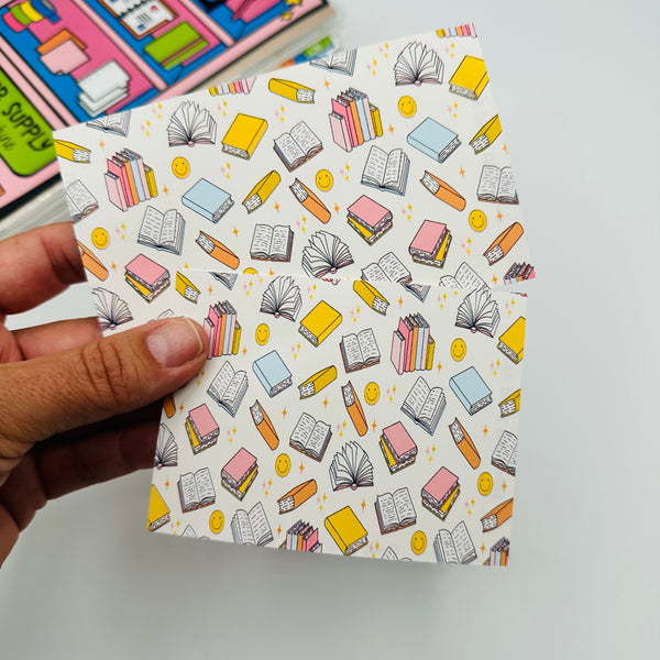 Books and Smileys Adhesive Sticker Pocket