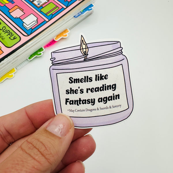 Smells Like She's Reading Fantasy Again Vinyl Stickers