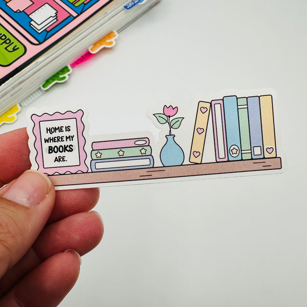 Home Is Where My Books Are Bookshelf Vinyl Stickers