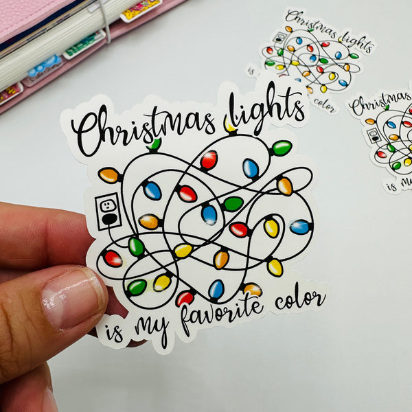 Christmas Lights Is My Favorite Color Vinyl Stickers
