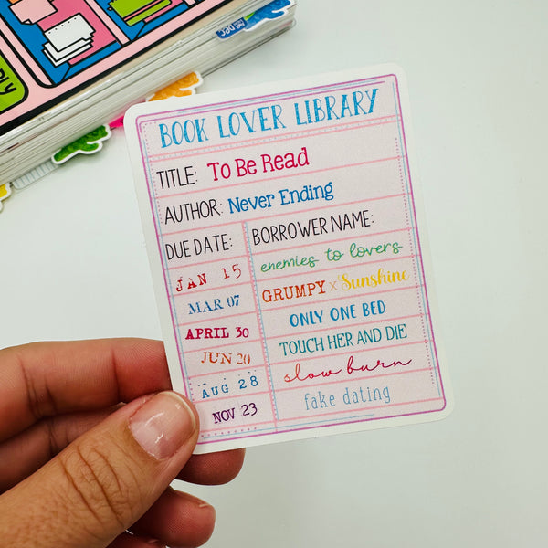 Book Lover Library Card Vinyl Stickers