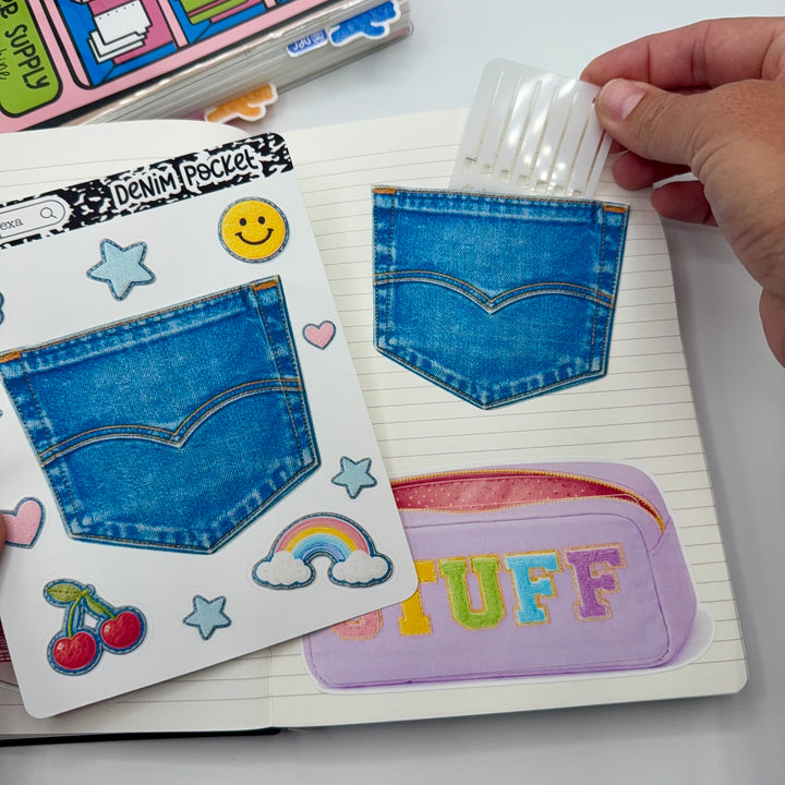 Denim Jumbo Journaling Sticker Pocket – TypeAforAlexa