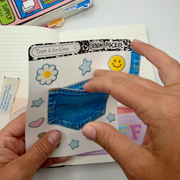 Denim Jumbo Journaling Sticker Pocket – TypeAforAlexa
