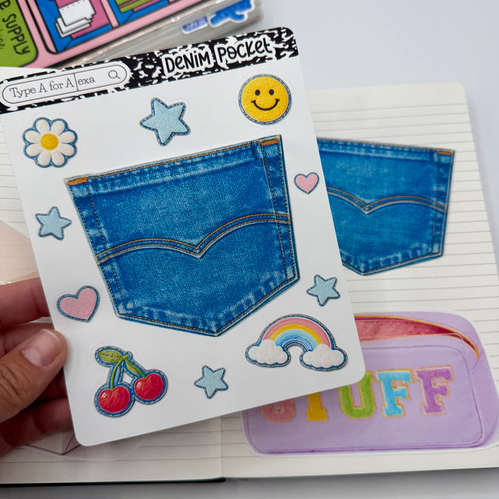 Denim Jumbo Journaling Sticker Pocket – TypeAforAlexa
