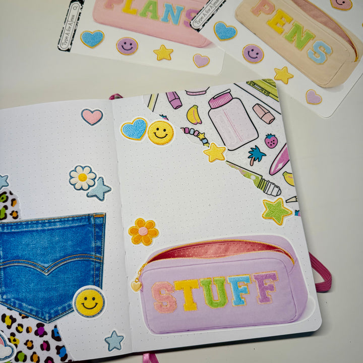 Pocket Type Sticker Varsity Pouch Jumbo Journaling Sticker Pocket – TypeAforAlexa