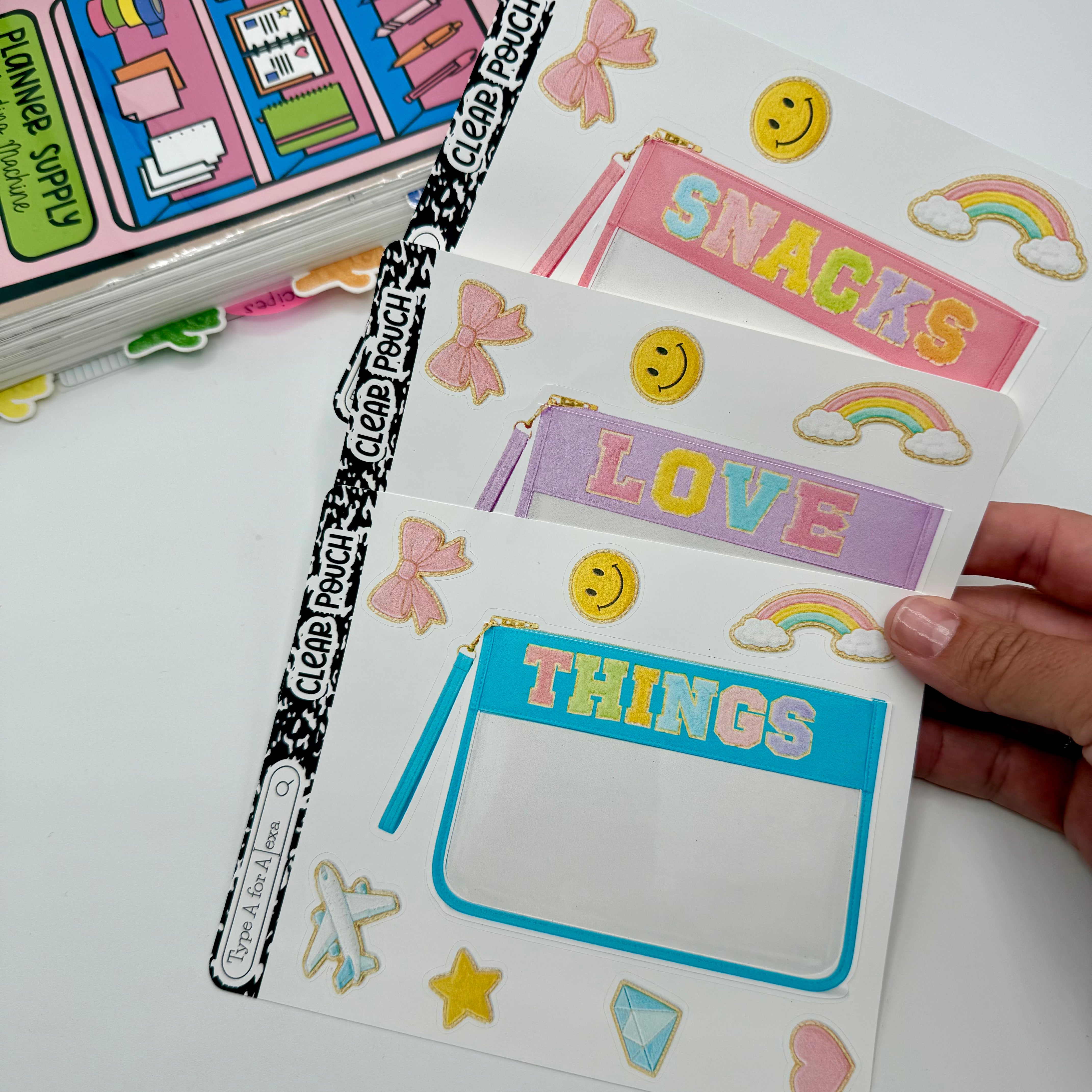 Clear Varsity Pouch Jumbo Journaling Sticker Pocket – TypeAforAlexa