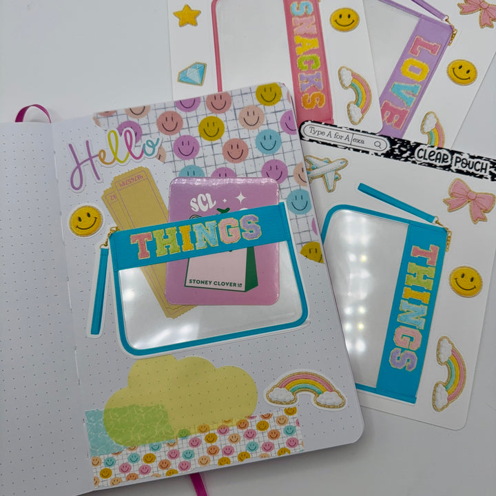 Clear Varsity Pouch Jumbo Journaling Sticker Pocket – TypeAforAlexa