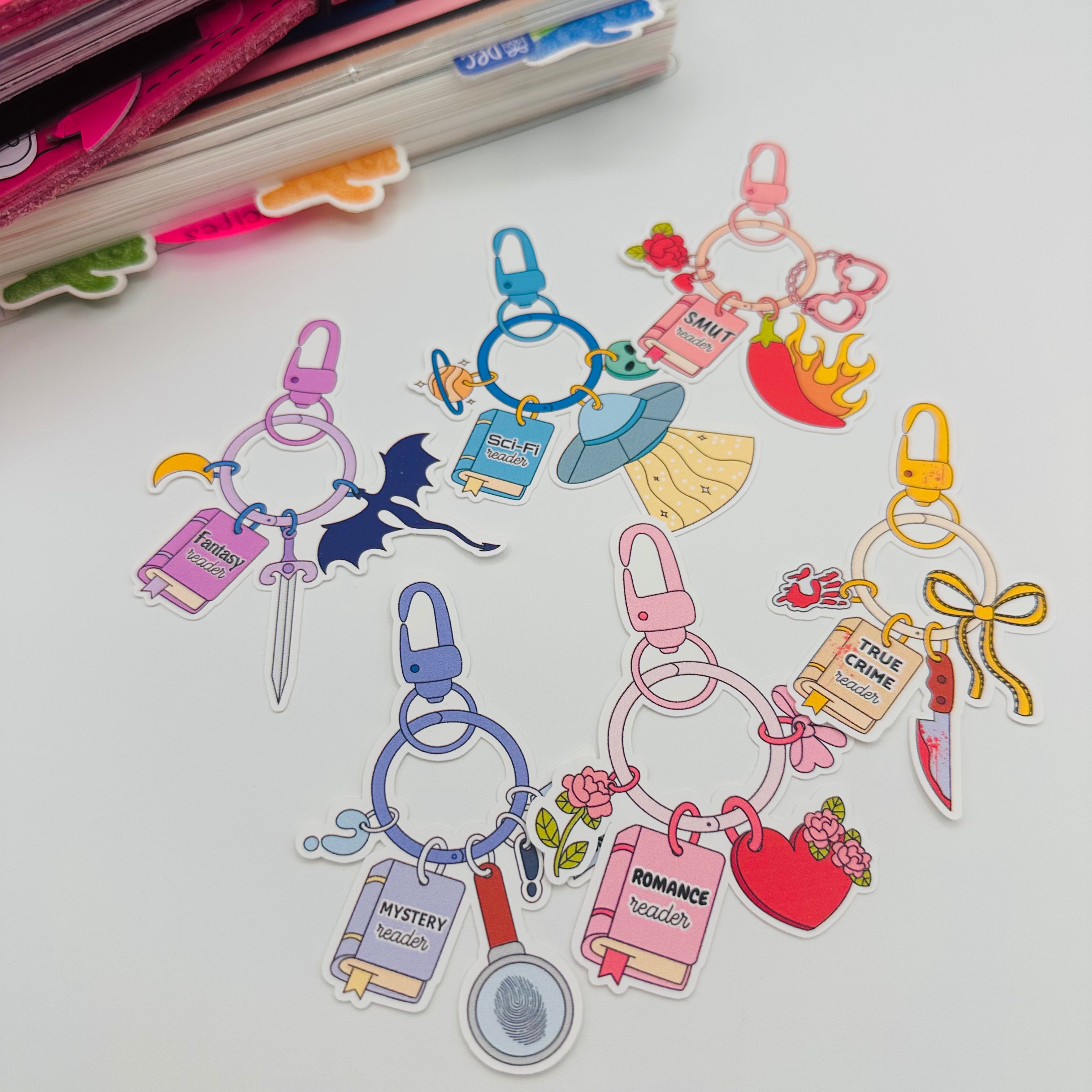 Book Trope Keychain Stickers – TypeAforAlexa