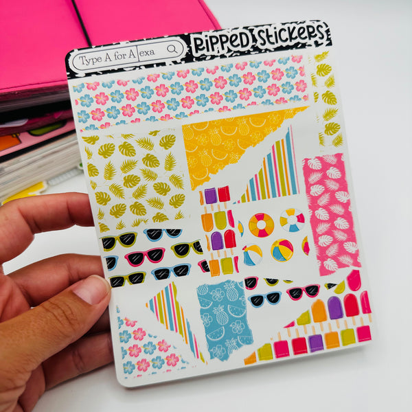 Bright Summer Torn Paper Sticker Sheet
