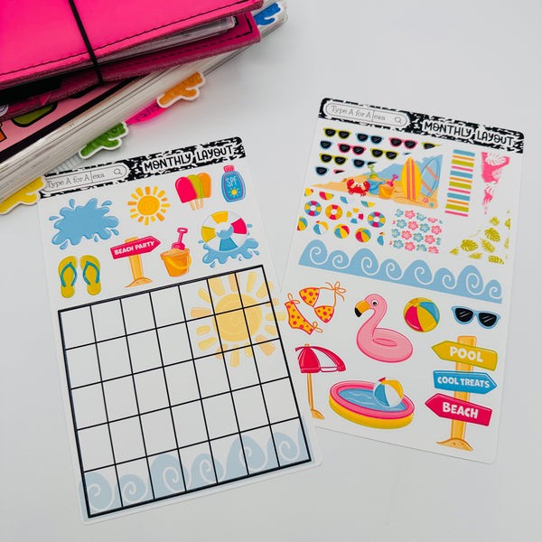 Bright Summer Monthly Layout Sticker Kit