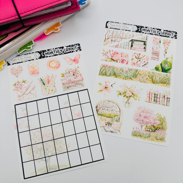 Spring Flowers Monthly Layout Sticker Kit