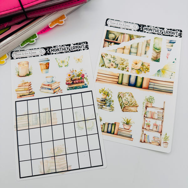 Bookish Vibes Monthly Layout Sticker Kit