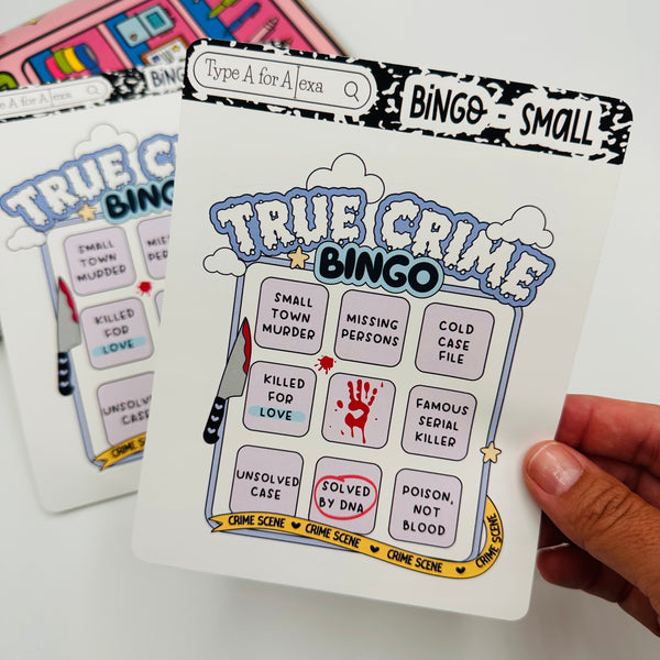 True Crime Bingo Board Reading Journal Stickers