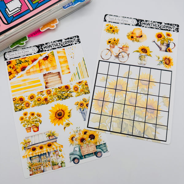 Sunflower Monthly Layout Sticker Kit