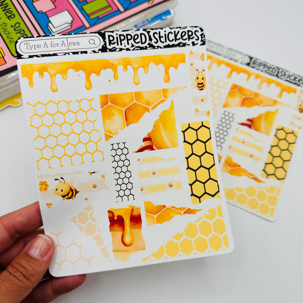 Buzzing Bee Torn Paper Sticker Sheet