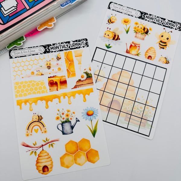 Buzzing Bees Monthly Layout Sticker Kit