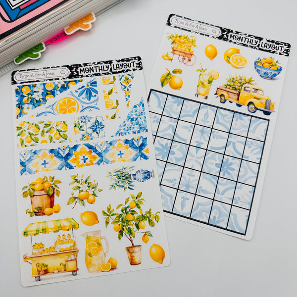 Summer Lemons Monthly Layout Sticker Kit
