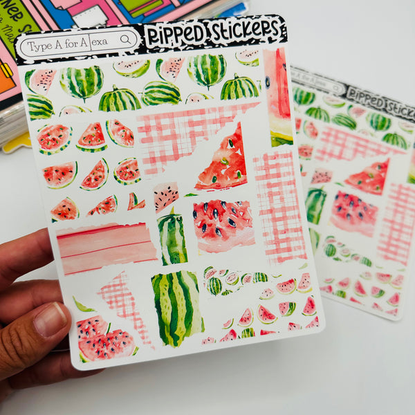 Summer Watermelon Torn Paper Sticker Sheet
