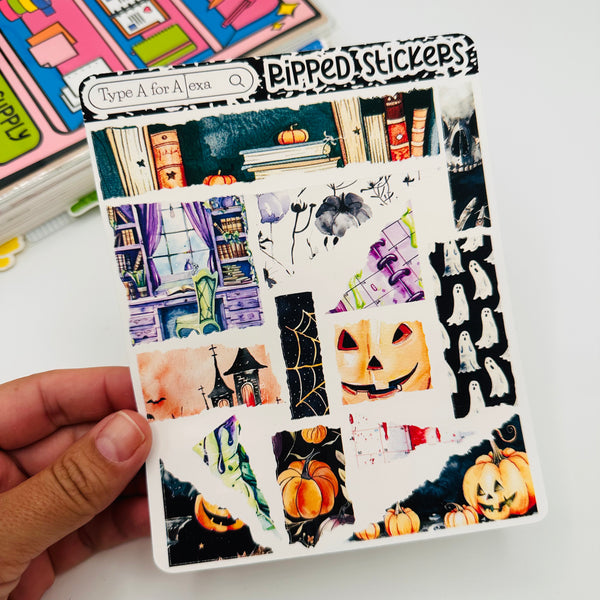 Halloween Planner Torn Paper Sticker Sheet
