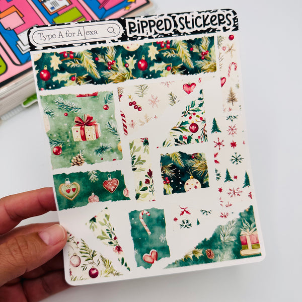 Christmas Planner Torn Paper Sticker Sheet