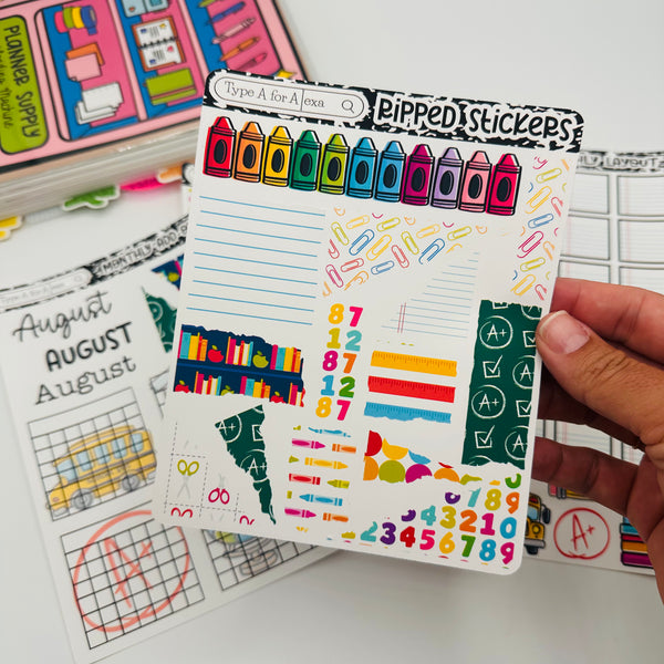 Back to School Torn Paper Sticker Sheet