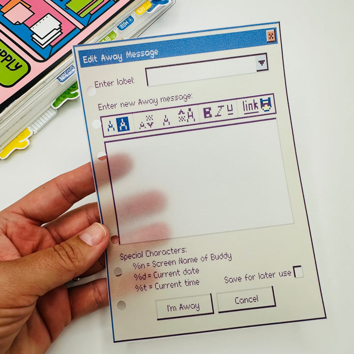 AIM Away Message Vellum Dashboard TypeAforAlexa AIM Away Message Vellum Dashboard TypeAforAlexa