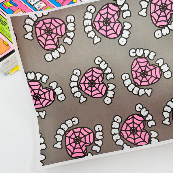 Cute and Creepy Black and Pink Vellum