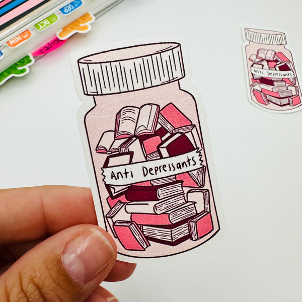 Bookish Antidepressants Vinyl Sticker