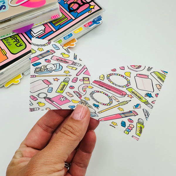 90's Stuff Pattern Adhesive Corner Pockets - Set of 2